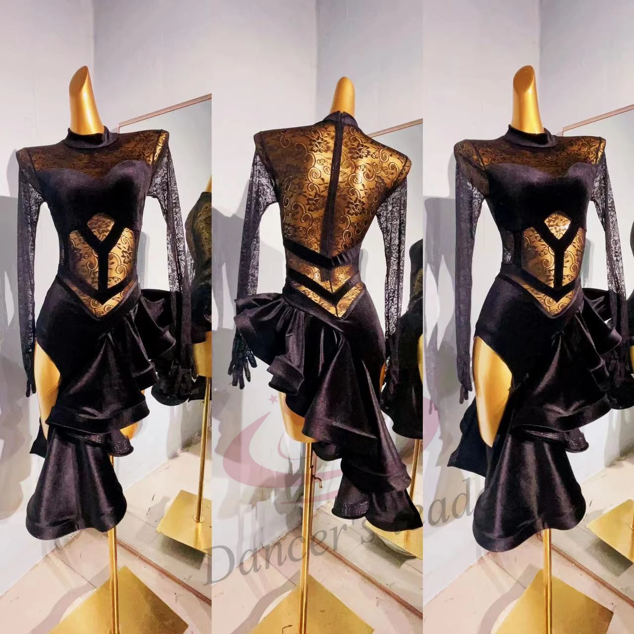 

Latin Dance dress High-end Custom Mesh Embroidered Big Skirt Samba Tango Women Adult Stage Professional Clothing