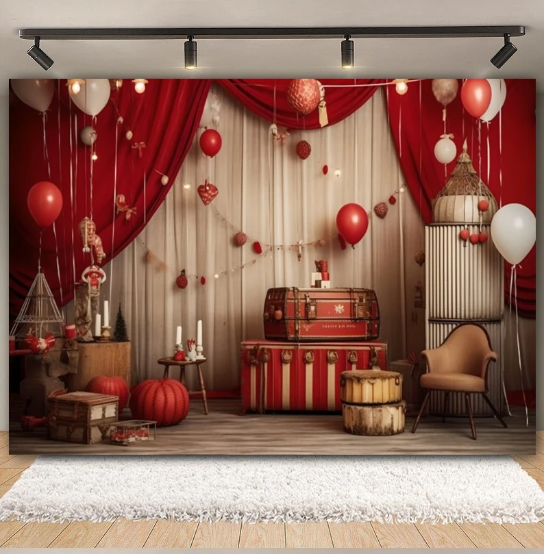 Circus Carnival Photography Backdrop Balloon Clown Kids Portrait Baby Birthday Holiday Party Background Cake Smash Photo Studio