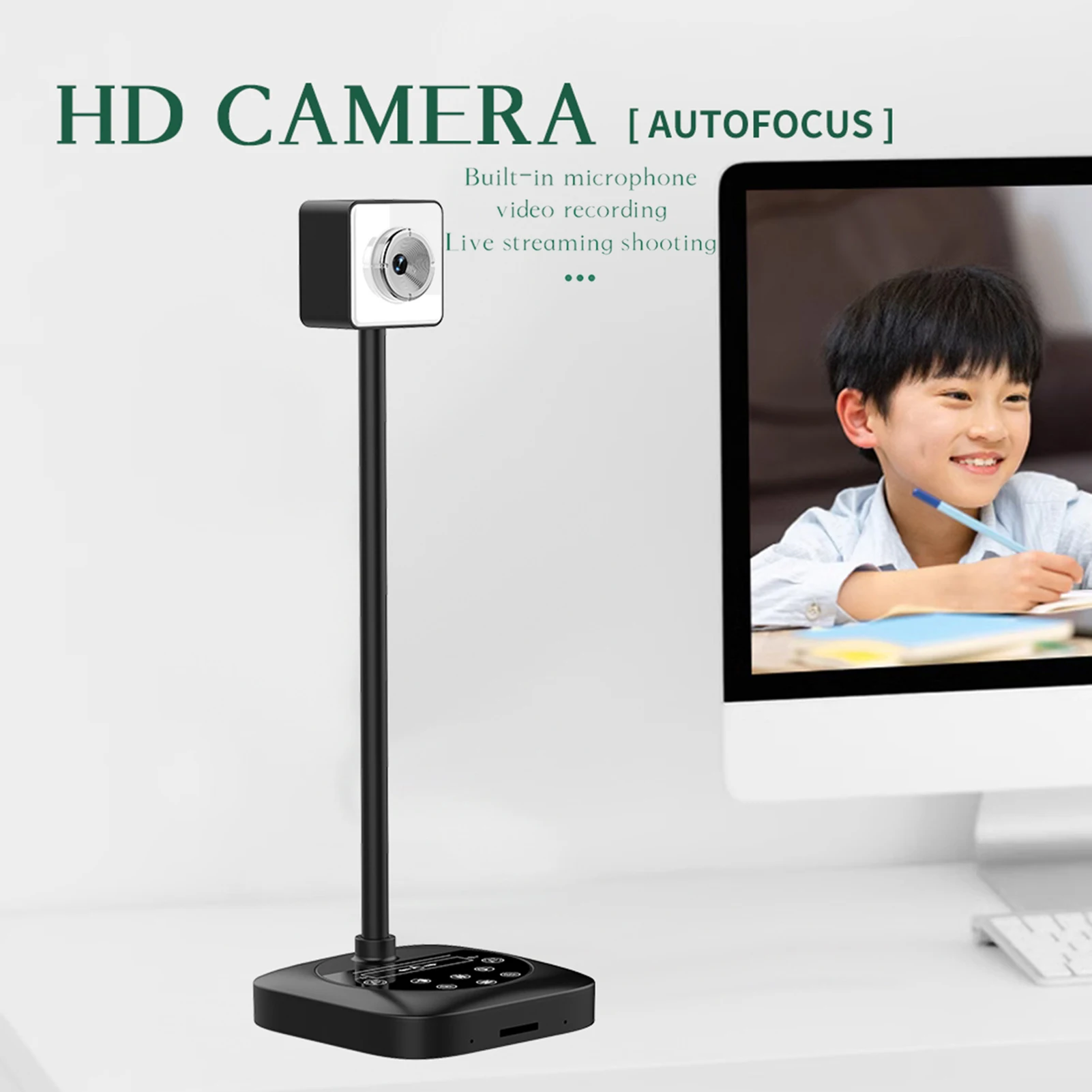 

4K документ-камера с автофокусом и микрофоном Трехуровневая светодиодная заполняющая лампа для онлайн-обучения, прямых трансляций конференций