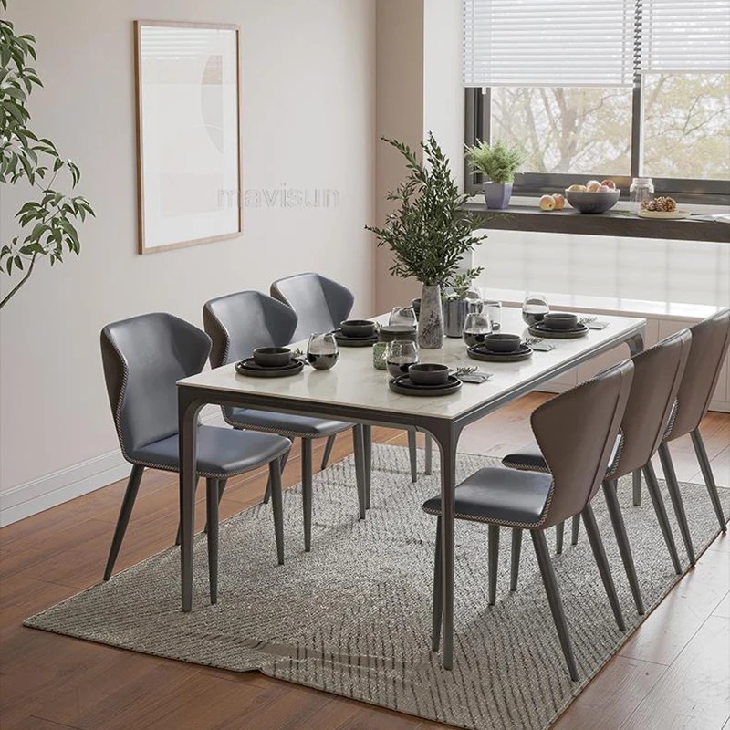 

Luxury Dining Table Marble High End Combination Modern Dining Table Chairs Restaurant Mesa De Jantar Kitchen Furniture GPF50YH