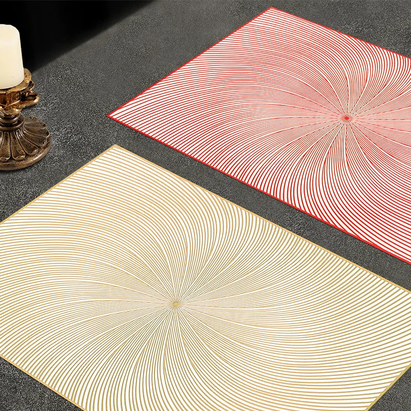Rotating Line Pattern Placemat Hot Stamping PVC High-end Feel Light Luxury Coffee Tea Dining Table Decor Mat Waterproof Coaster