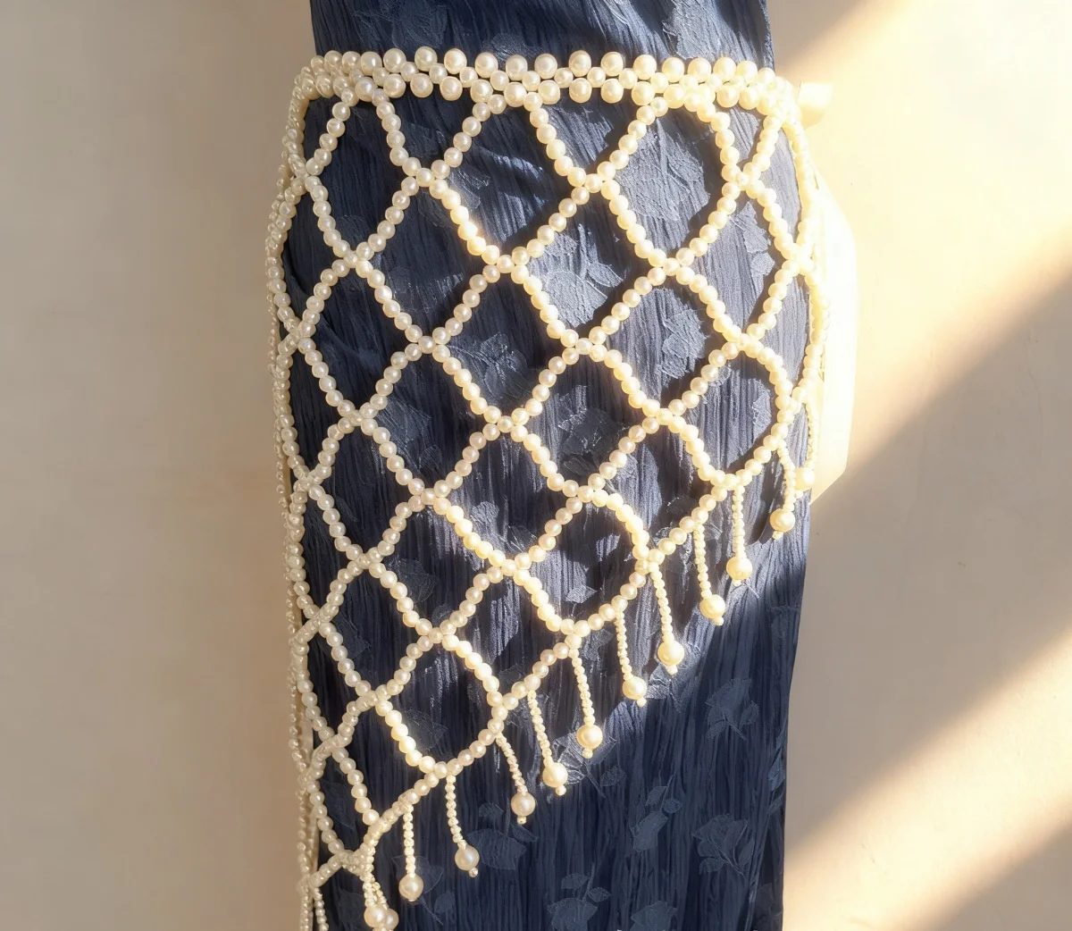 

Handmade Pearl Skirt Women Dressing Beaded Pearl Skirts Beading Party Wear