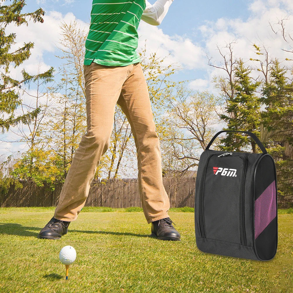 Unisex Golf Shoe Carrier Bags with Zipper Nylon Travel Shoes Carrier Bags Hand-Held Breathable Ultra-light Sports Accessories
