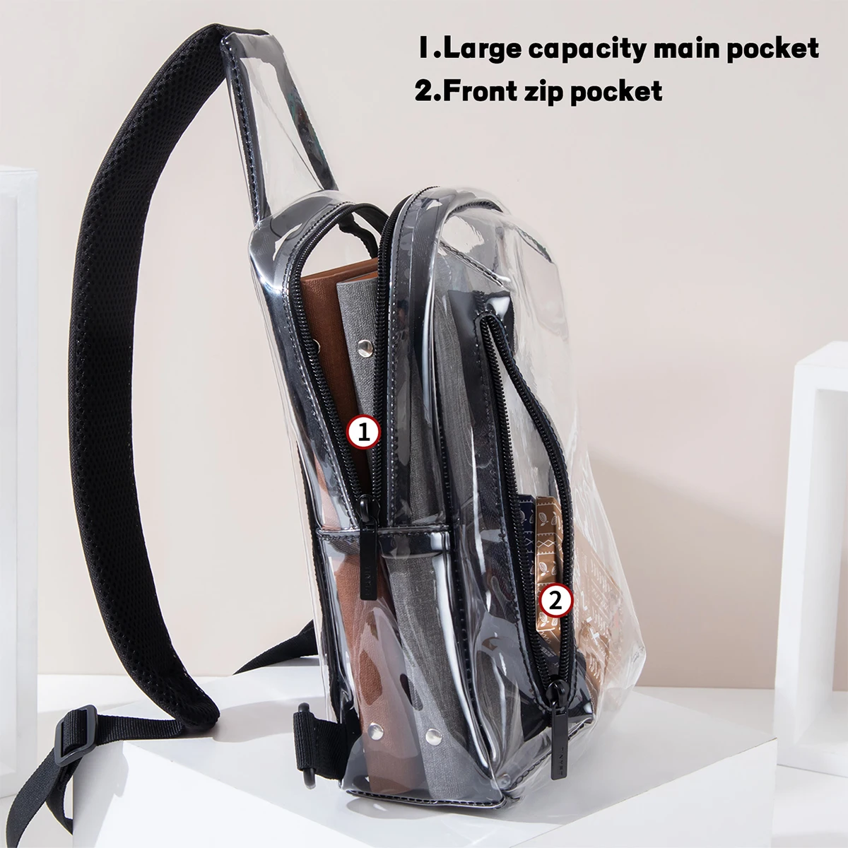 TINYAT Clear Crossbody Man Chest Bag Brand Small Men Shoulder Bag Women Waterproof Chest Bag USB Charging Fashion Bags