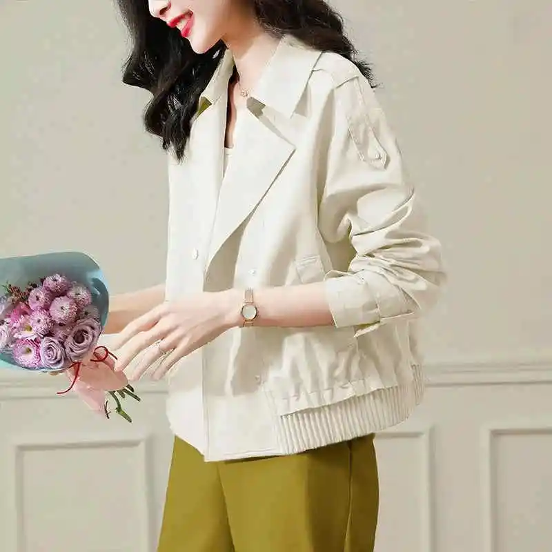 Mode Dames Windjack Top 2023 Nieuwe Lente Herfst Grote Maat Veelzijdige Pak Kraag Jas Dunne Vrouwelijke Trenchcoat Bovenkleding