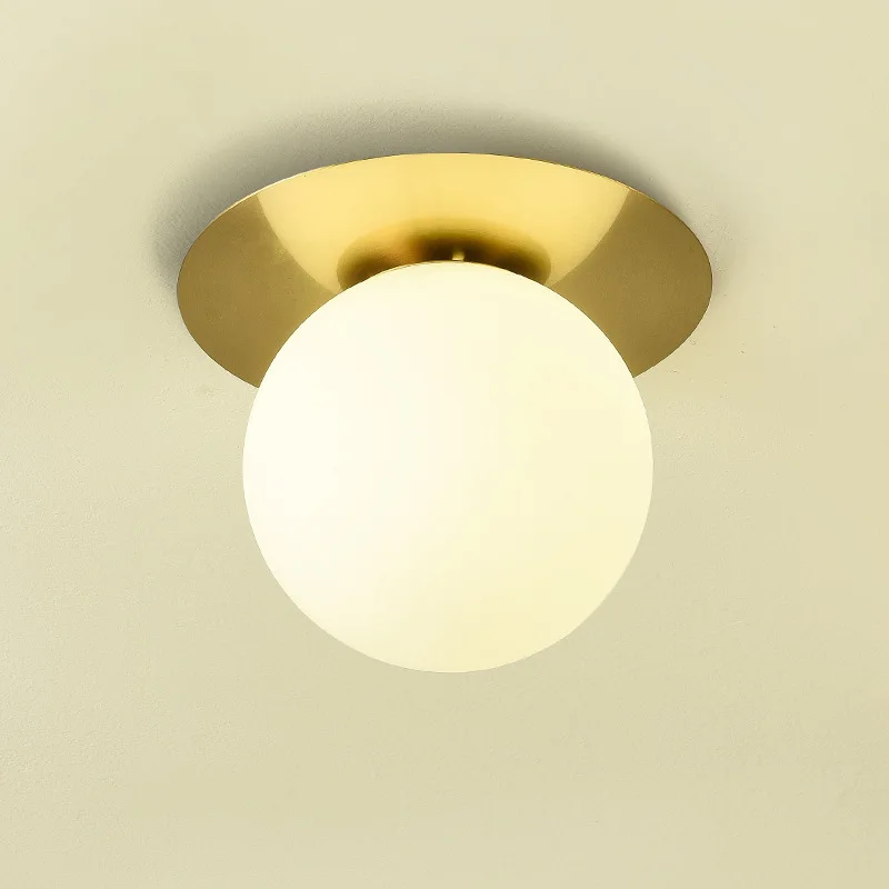 Nordic LED Ceiling Light Simple Bedroom Bedside Corridor Industrial Lighting Acrylic Ball Ceiling Lamp Gold Black Iron G9 Lamps