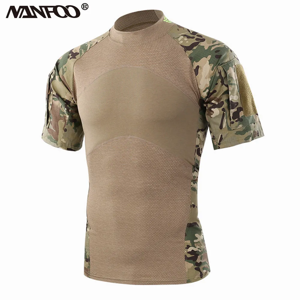 

Men's Summer Breathable Short-Sleeve Shirt MilitaryTactical Camouflage Anti-Sweat Shirt Fitness Training Comfortable Clothes