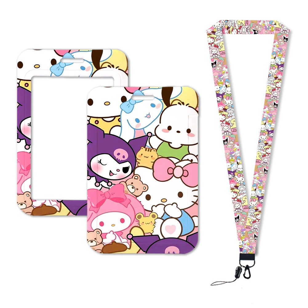 W Nieuw Product Cinnamoroll Pompom Purin Kuromi Mijn Melodie Cartoon Schattige Kawaii Student Campus Intrekbare Lanyard Kaart