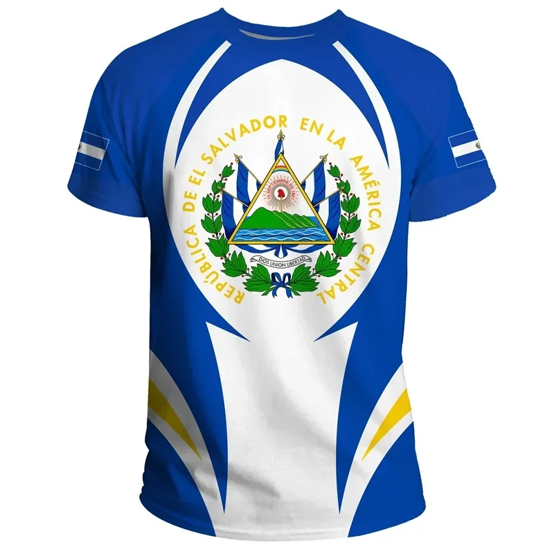 1 Piece Custom Your Picture El Salvador Flag 3D Printed T Shirt For Men Outdoor Sports T-Shirt Tracksuits Tops Summer Short Slee