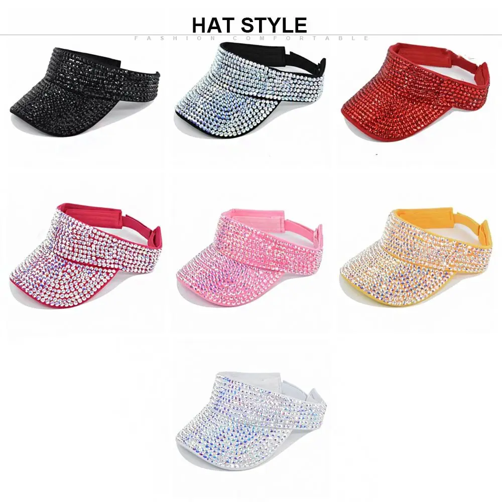 Women Men Sports Cap Luxury Beach  Hats Empty Top Rhinestone Hats Women cap Baseball Caps Korean Style Hats