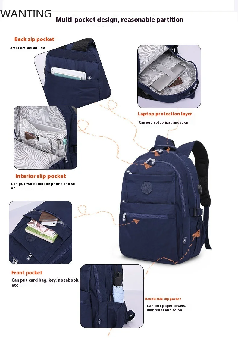 TEGAOTE バックパック女性のラップトップバッグナイロン防水 Mochila Feminina バッグパック Bolsas 旅行バック子供のための