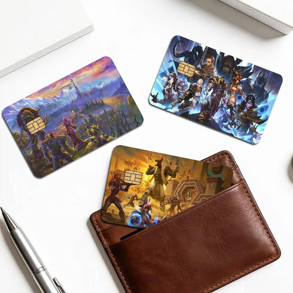 W-World of Warcraft Gaming Fashion Matte Gold Silver Black Matte Film Skin Sticker Tape for Bank Credit Debit Card