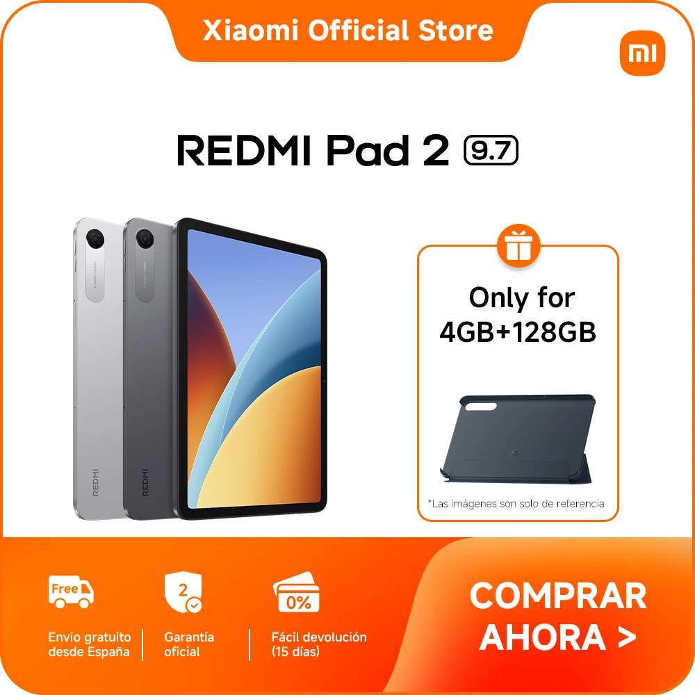Official | Redmi Pad 2 9.7, Batería masiva de 7600 mAh, Snapdragon® 6s 4G Gen 2 Mobile Platform, 4GB+128GB, WIFI, EU Version, Batería masiva de 7600 mAh