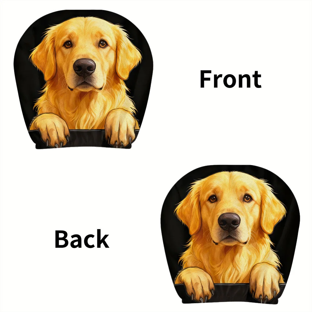2pcs Cute Golden Retriever Print  Headrest Covers, Trendy and Fun  Headrest Covers, Easy to Install and Wash