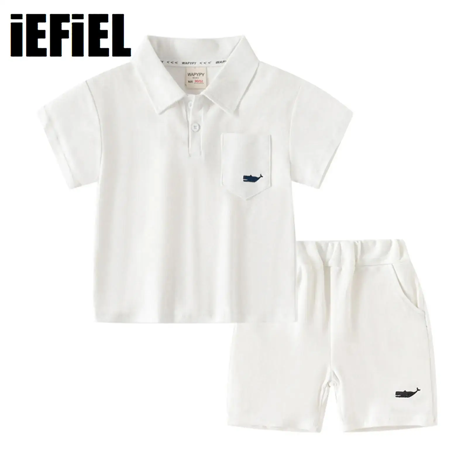 Baby Boys Cotton Summer Outift Boys Casual Sport Set Shirt Collar Short Sleeve Button Up Shirt Top And Shorts Set