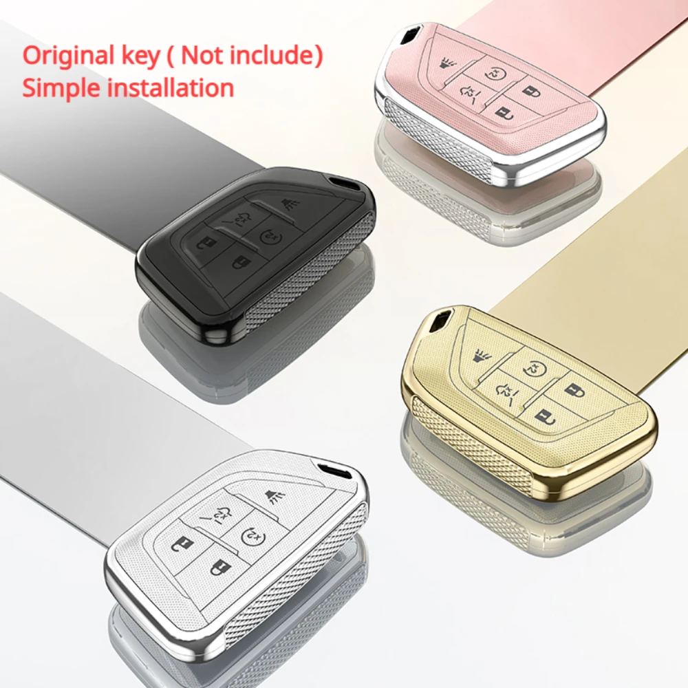 

Pc Car Key Case Cover Shell Fob For For Cadillac CT4 CT5 Escalade Cadillac 2019 2020 2021 2022 5 Bottons Keychain Accessories