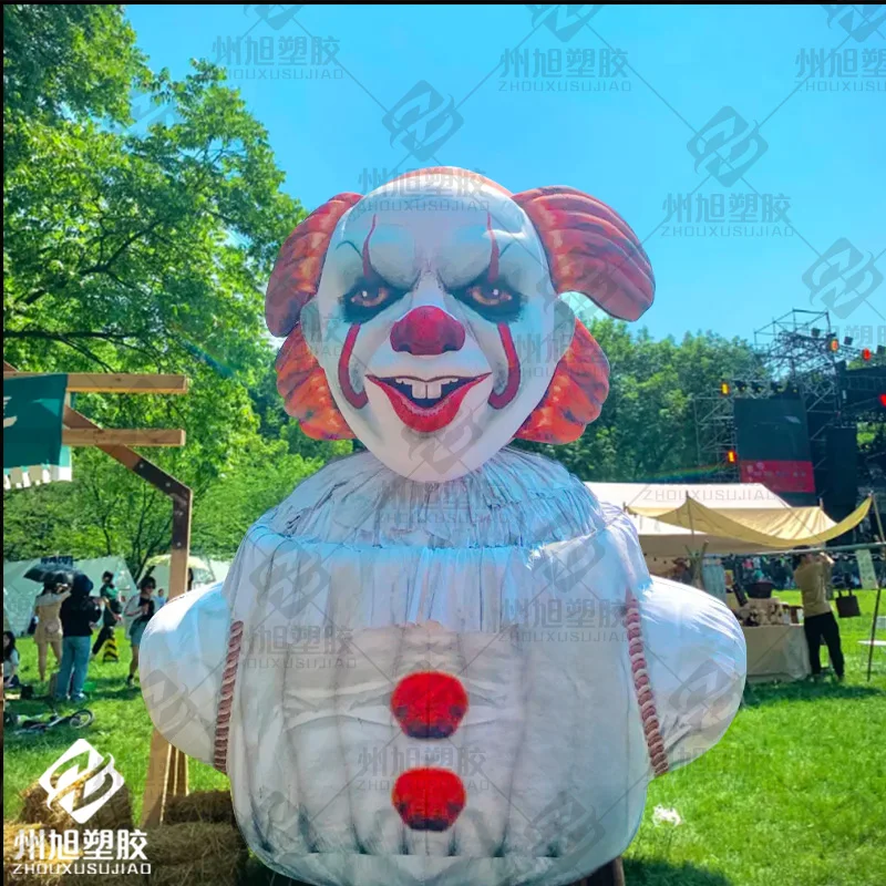 Giant inflatable clown, Evil clown with white LED lights decorated advertising props for Halloween/concert/nightclub