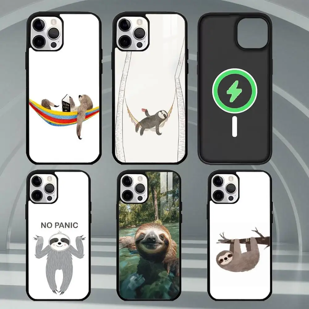 

A-Animal Cute S-Sloth Phone Case For iPhone17,16,15,14,13,12,11 Plus,Pro Max Magnetic For Magsafe Wireless Charging