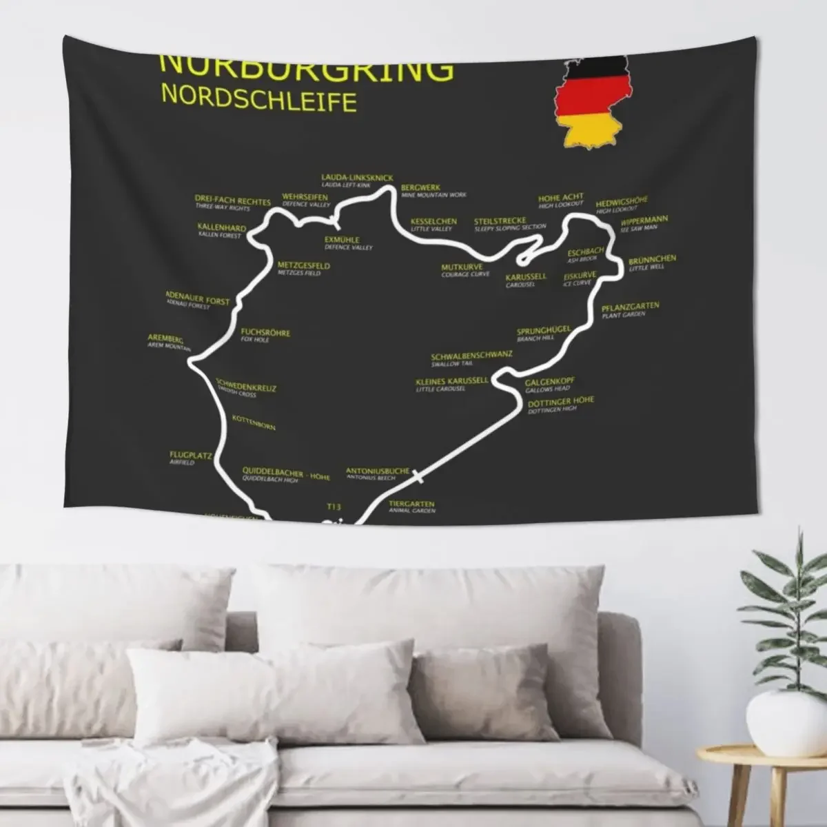 

The Nurburgring Tapestry Room Decoration Korean Style Art Mural Wall Hanging Tapestry