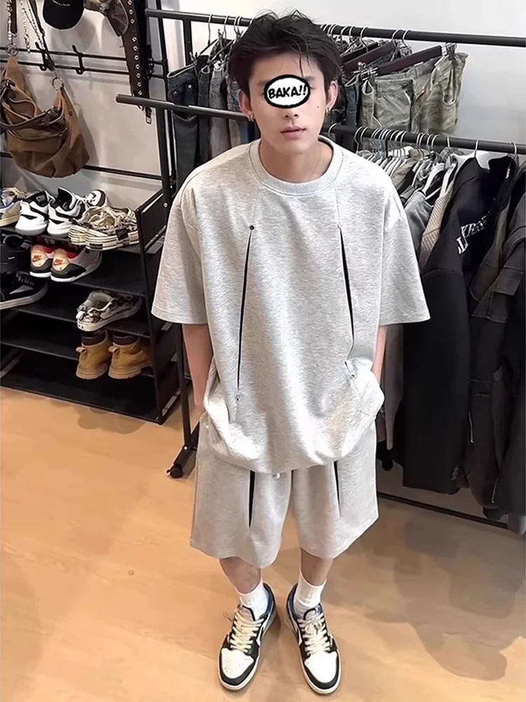 

American Deconstructed Nail Set Cool Baskeall Sport ort Sve orts Two Piece Set for Boys Summer Faion T-irt orts