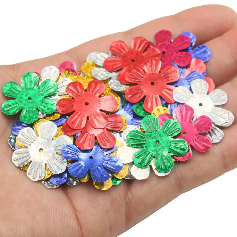 100-500Pcs Mixed Colour Sequins 24-32MM Snowflake Hexagon Flower Paillettes Sewing Wedding Women Garments Craft DIY Accessories