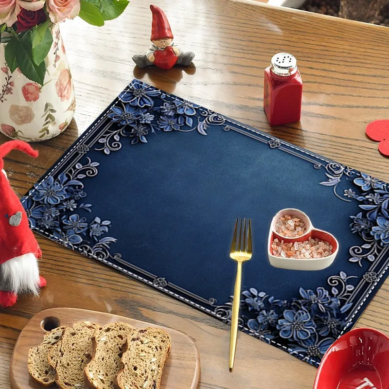Elegant Xmas Placemats Table Mat Background Snow Star Confetti Pattern for Dining Table Festive Winter Holiday Home Decoration