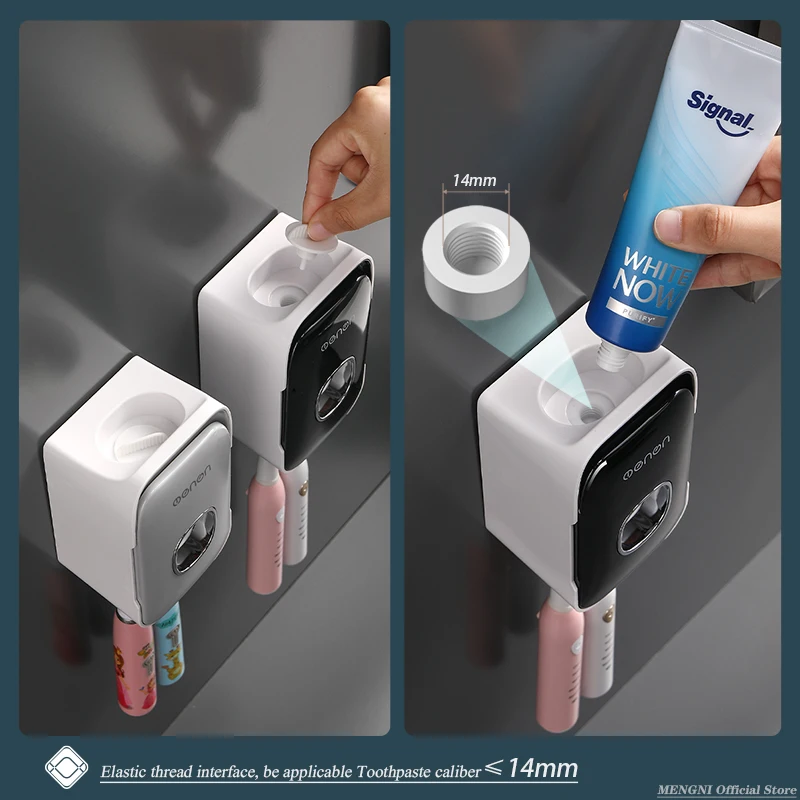 Picture 4: Automatic Toothpaste Dispenser Squeezer With Toothbrush Holder Wall Mounted Bathroom Accessories Sets