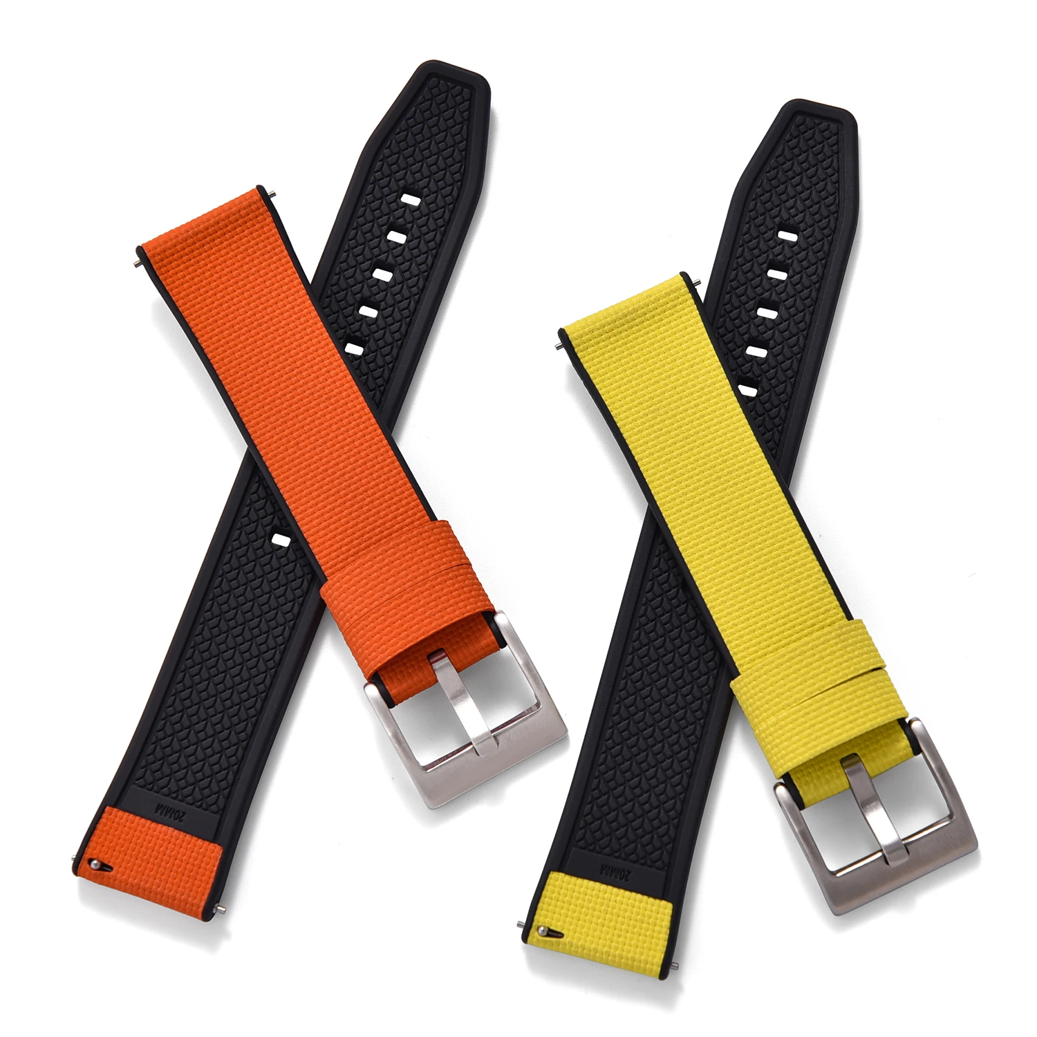 Factory Custom Double Layer Dual Color 18-24mm FKM Dive Watch Strap Quick Release Rubber Replacement Band
