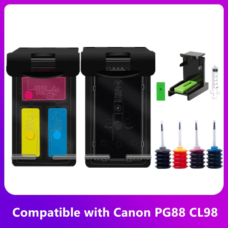 Compatible Refillable Ink Cartridge PG88 CL98 PG-88 CL-98 Compatible Printers Canon E500, E510, E600, E610