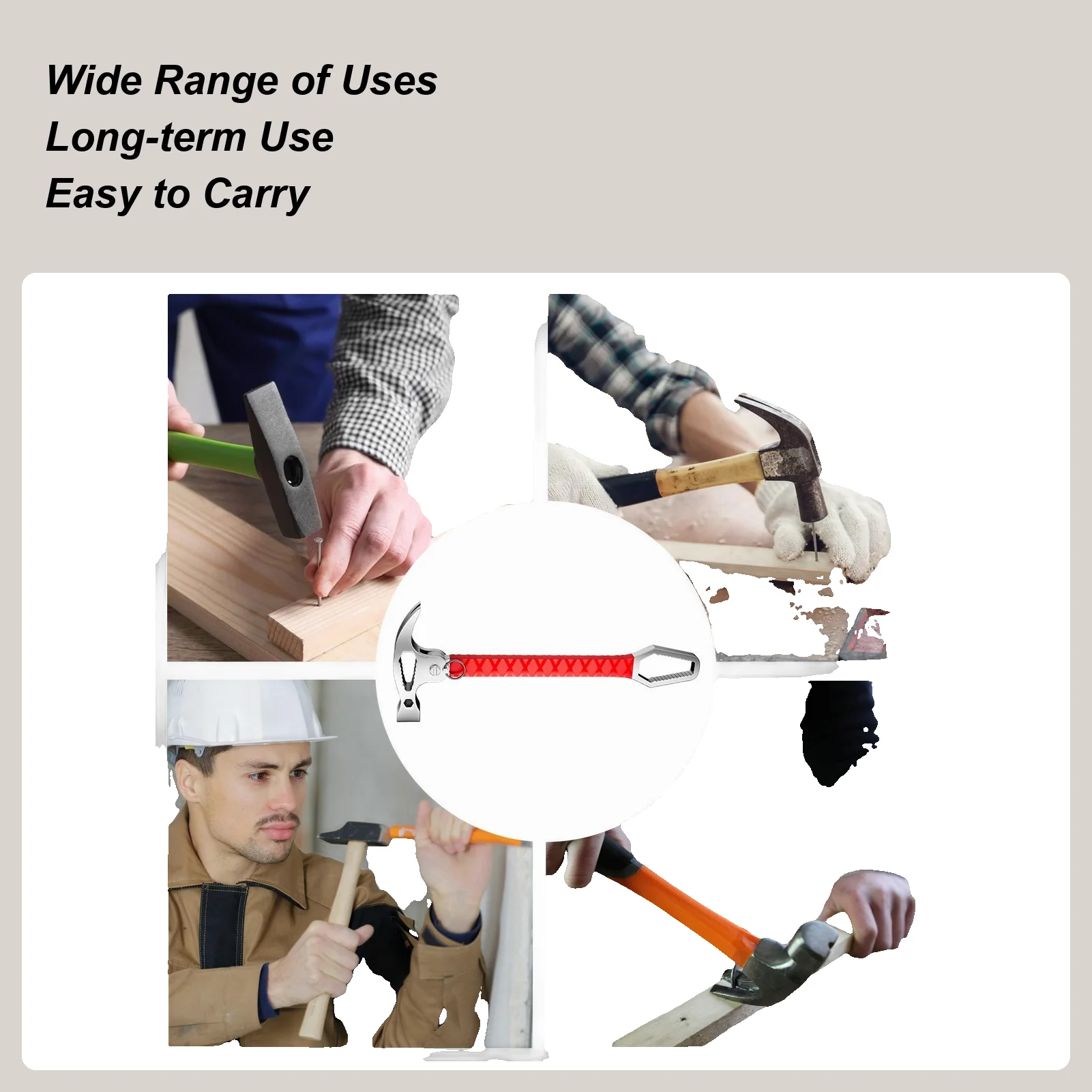 

Claw Hammer Multi Tool Hammer Screws Wrench Multi-Purpose Metal Work Tool For Construction Nails Tightening Camping Carpentry