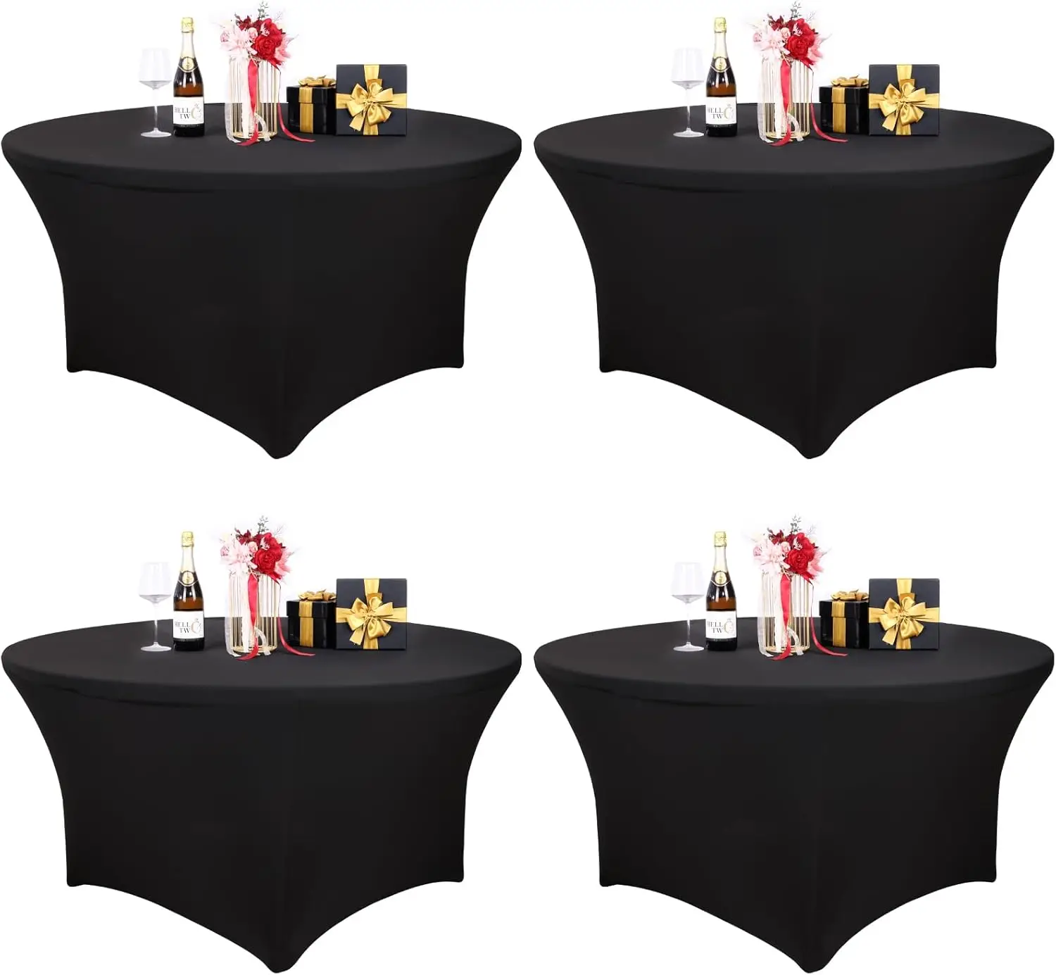 

Круглая скатерть 60 дюймов, моющаяся, черная, эластичная, для свадеб, вечеринок, ресторанов