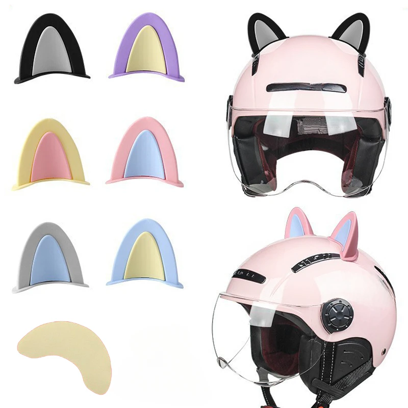 2PCS Cat Ears Helmet Decoration Motorcycle Electric Stickers Decor Cute Multicolor Motorcycle Helmets Accessories Universal Part