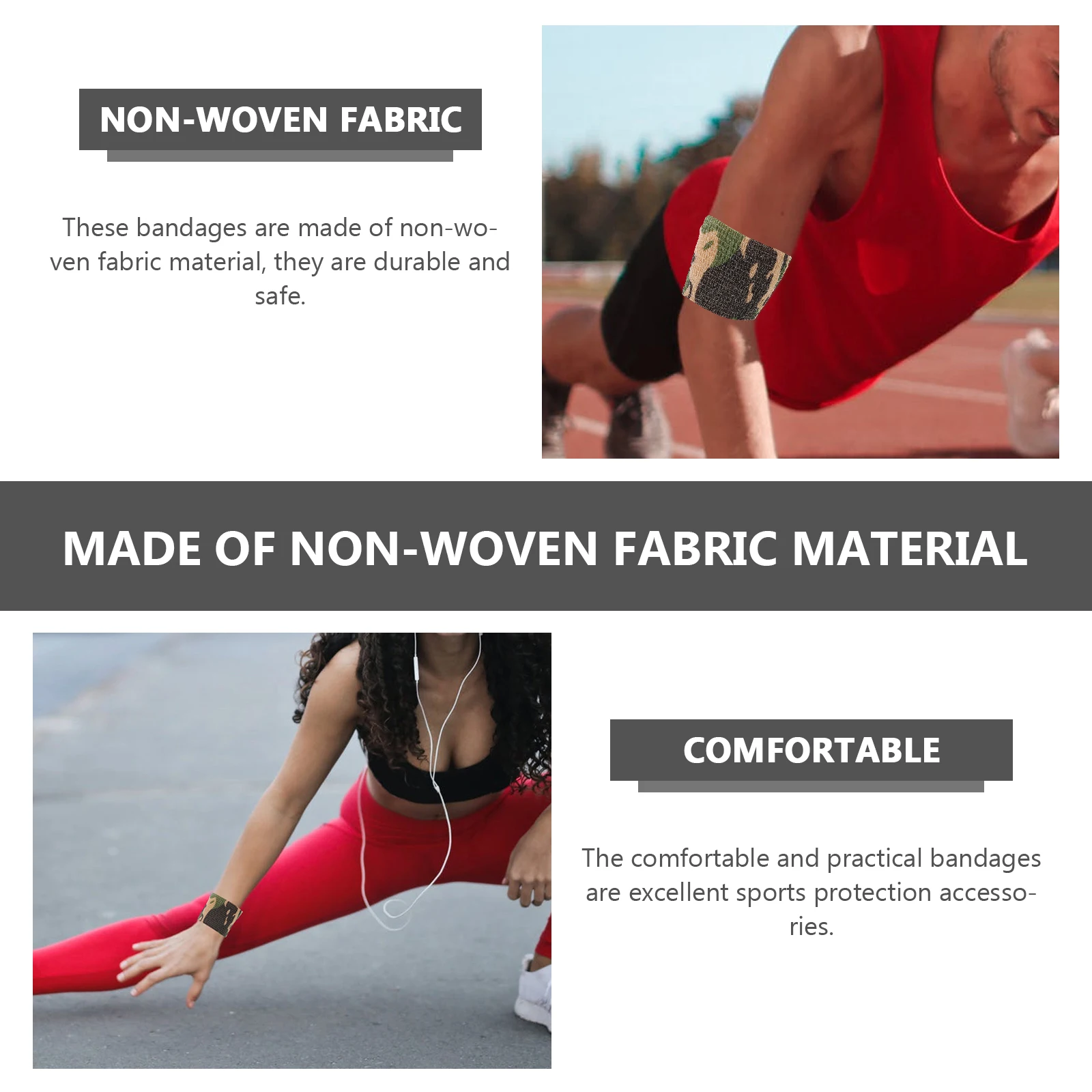 

2 Rolls Field Survival Bandages Elastic Cycling Knee Wraps Outdoor Hunting Supplies Sticky Waterproof Tape Cohesive Wrap Durable