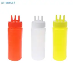 3 Hole Squeeze Bottle Sauce Vinegar Oil Ketchup Gravy Cruet Condiment Dispenser