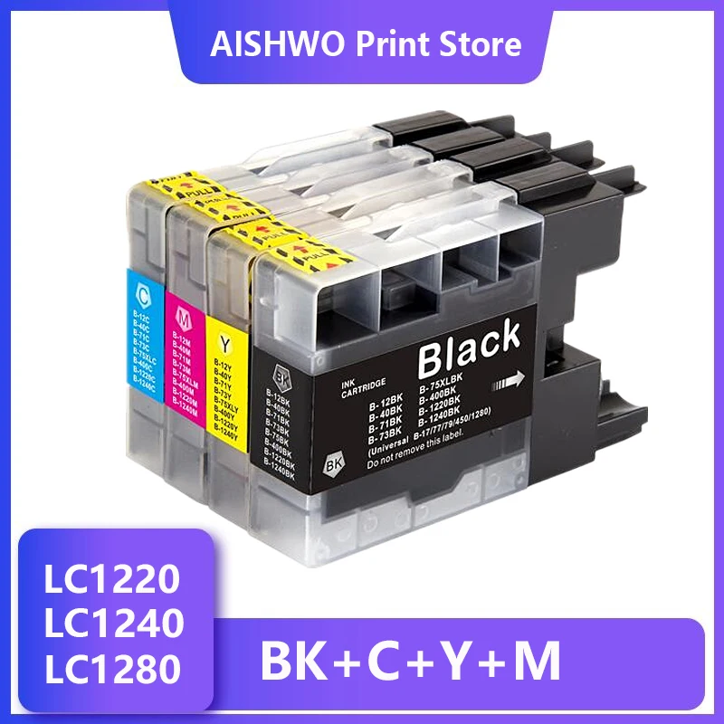 For Brother LC1280 LC1240 LC1220 Ink Cartridge for MFC-J280W J430W J435W J5910DW J625DW J6510DW J6910DW DCP-J725DW Printer Ink