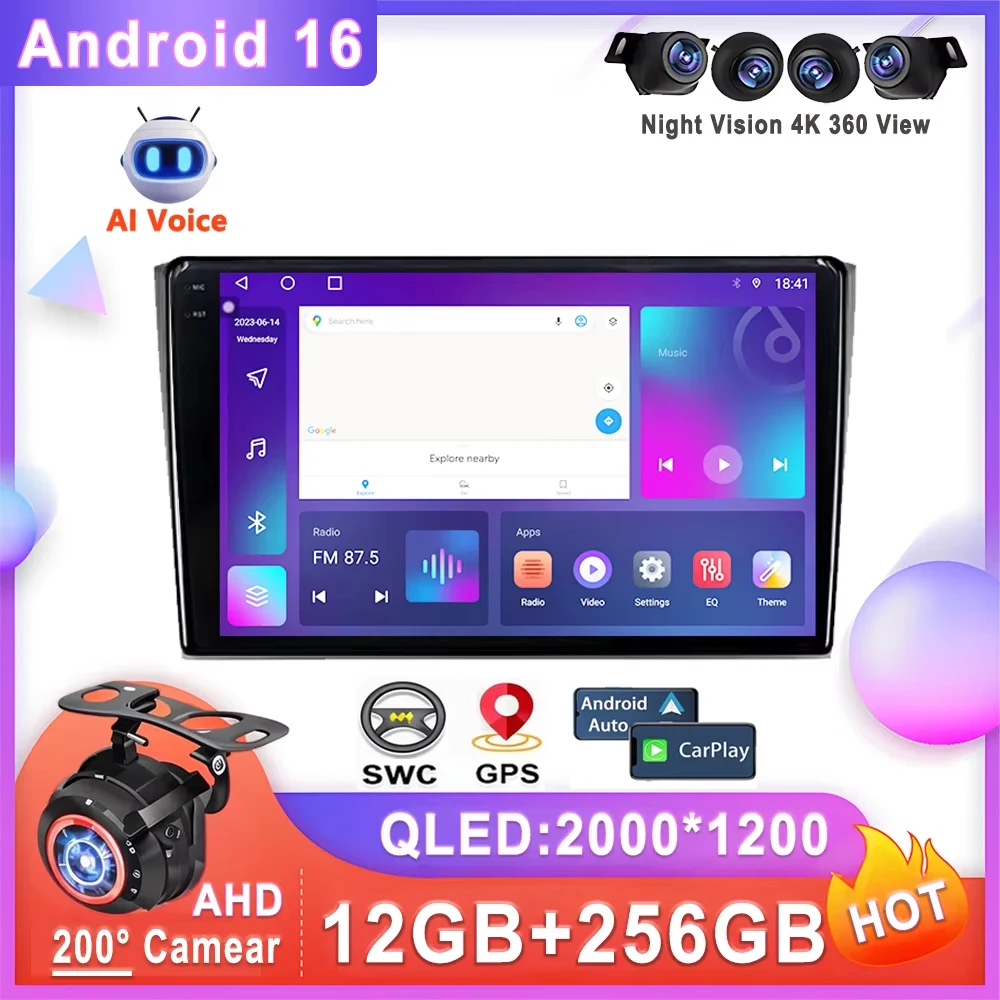 Android 16 Carplay For Mazda CX9 CX-9 CX 9 TB 2006 2007 2008 2009 - 2016 Video Auto BT Multimedia Player 5G Wifi GPS Navigation