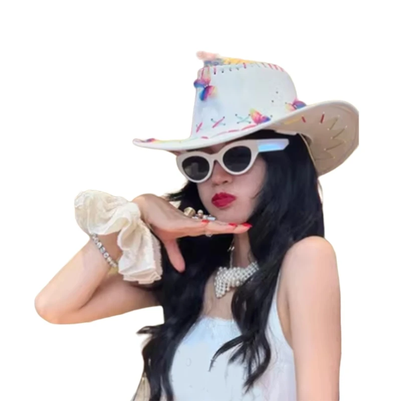 Fashion Cowboy Hat Women DanceParty Hat Masquerades Party Hat Roleplay Headwear