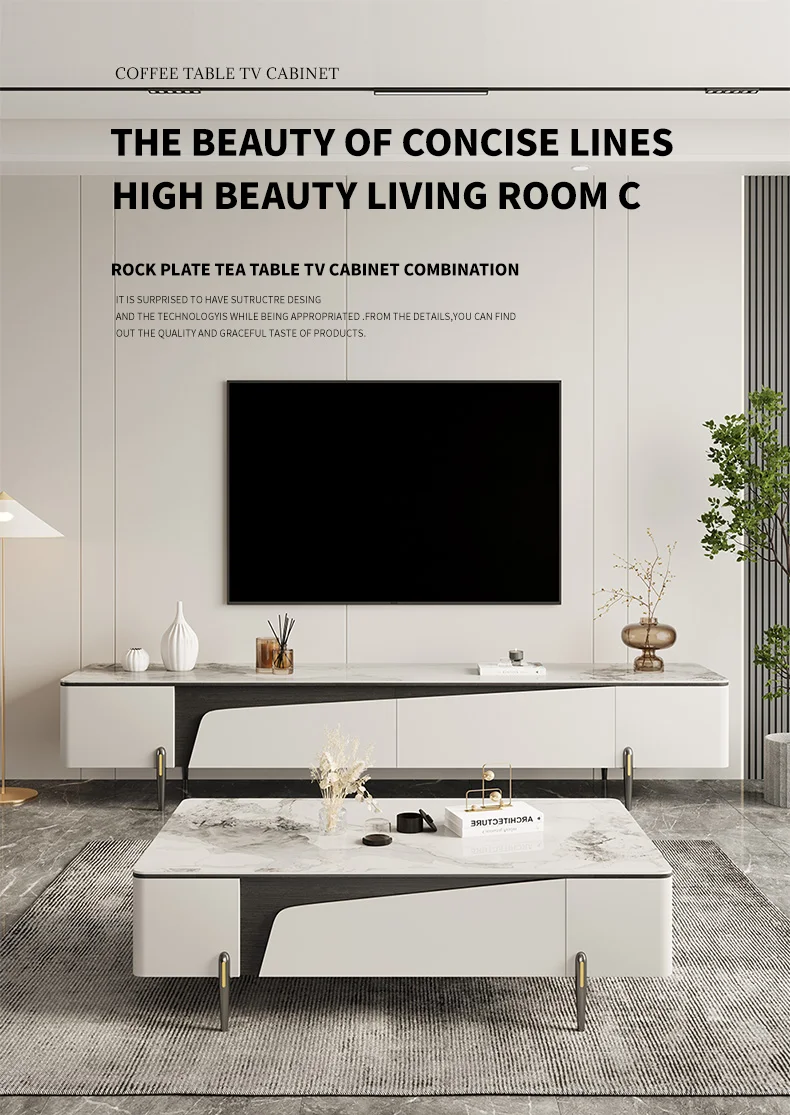 #2025 Luxury TV Unit Cabinets Modern TV Stand and Coffee Table With Drawer for Living Room Furniture