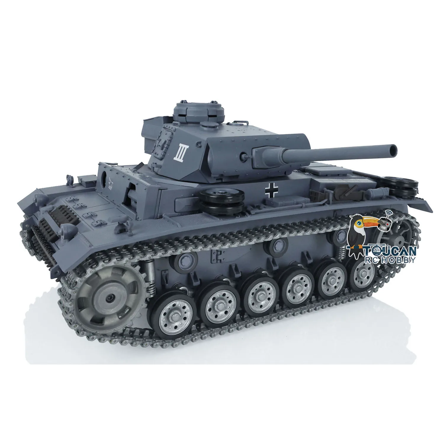 Henglong 1/16 7.0 Dostosowany czołg Panzer III L RC Metalowe gąsienice Koła II wojna światowa Niemiecki czołg Kolekcja pozycja 3848 TH17345