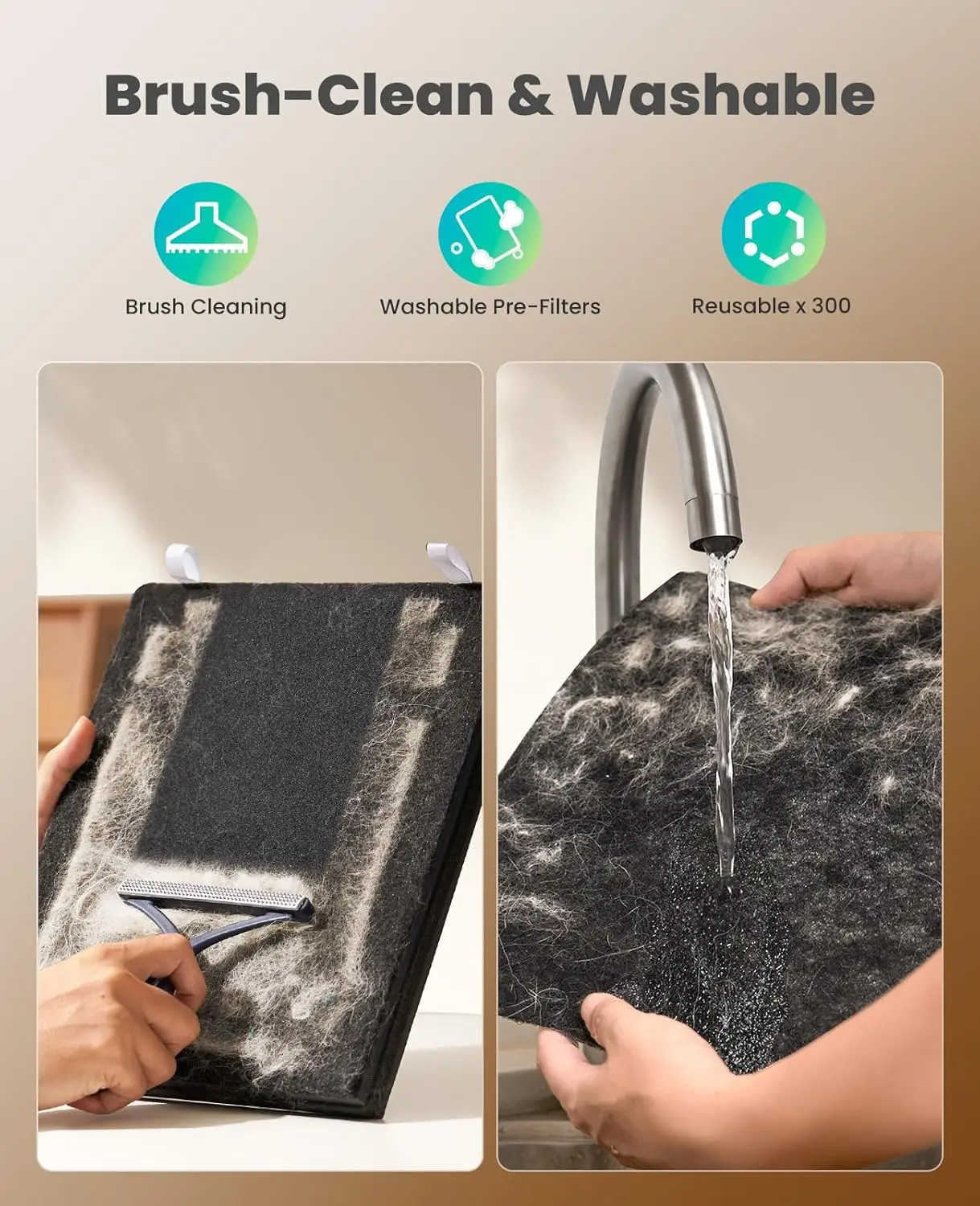 Double-Sided HEPA Air Purifier for Large Rooms Up to 2200 Sq Ft, Removes Pet Hair, Odors, and Allergens