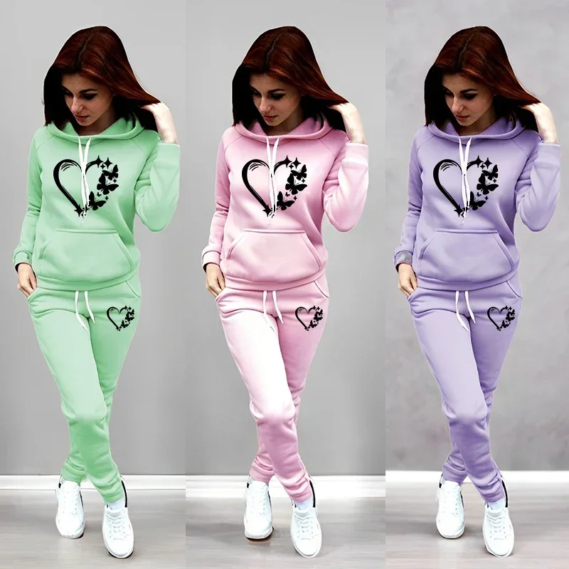 2026 New Arrival Women's Jogger Set Hoodie Sweatpants High Quality Sportswear Female Autumn Winter Casual Outfit