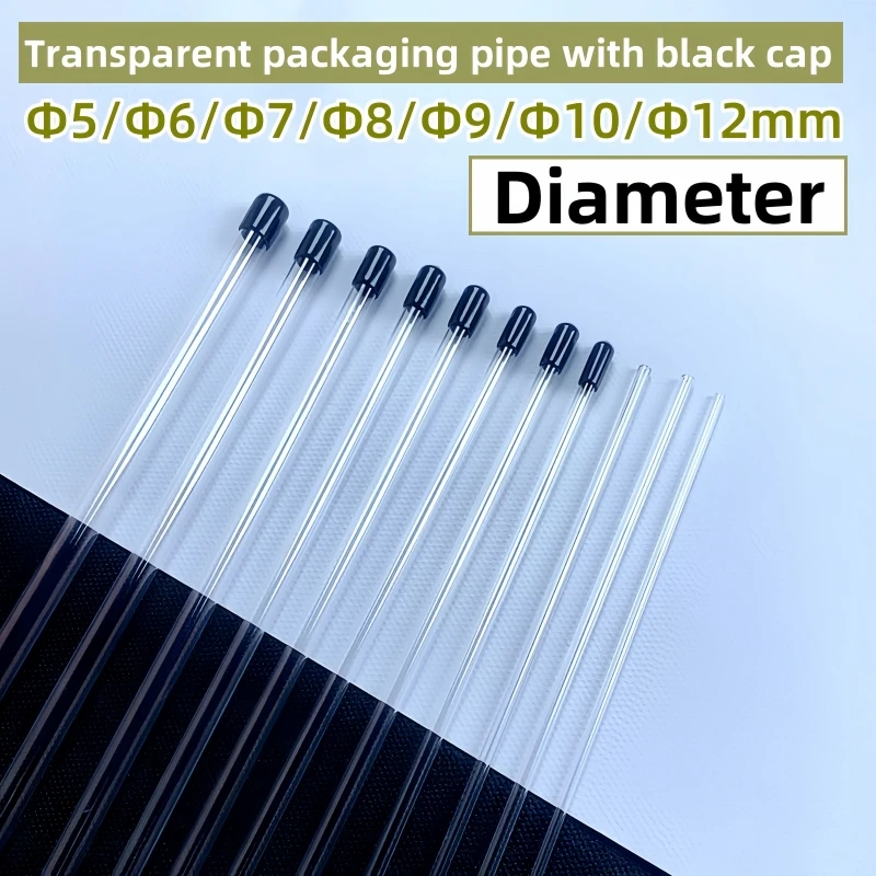 PVC/PC transparent tube storage packaging with plug round tube with black lid Plastic pipes tube trial packaging pipe