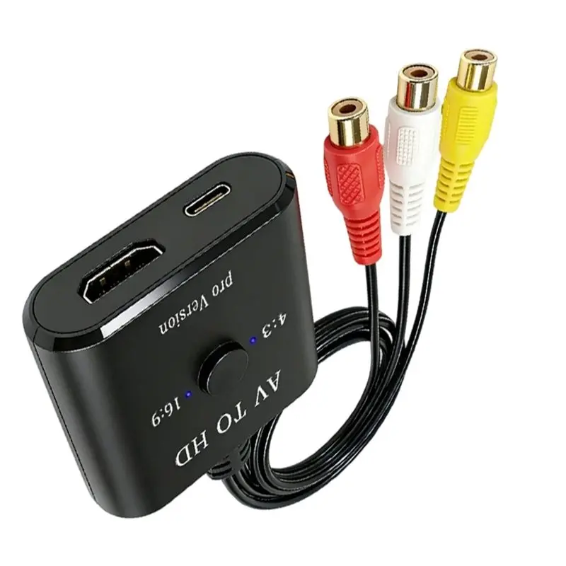 B50B-1080P AV To -Compatible Cideo Converter Video Audio Adapter RCA To HDTV Video Adapter For PS2 VCR DVD STB Monitor