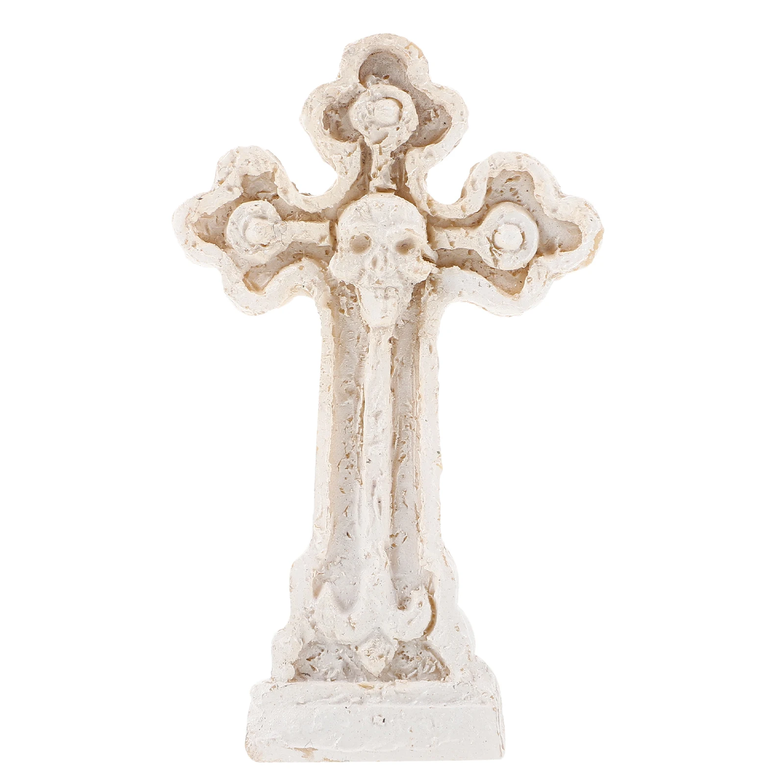 

2Pcs Cross Tombstone Resin Grave Statue Headstones Mini Beige Cemetery Decorations Garden Sculpture Religious Faith