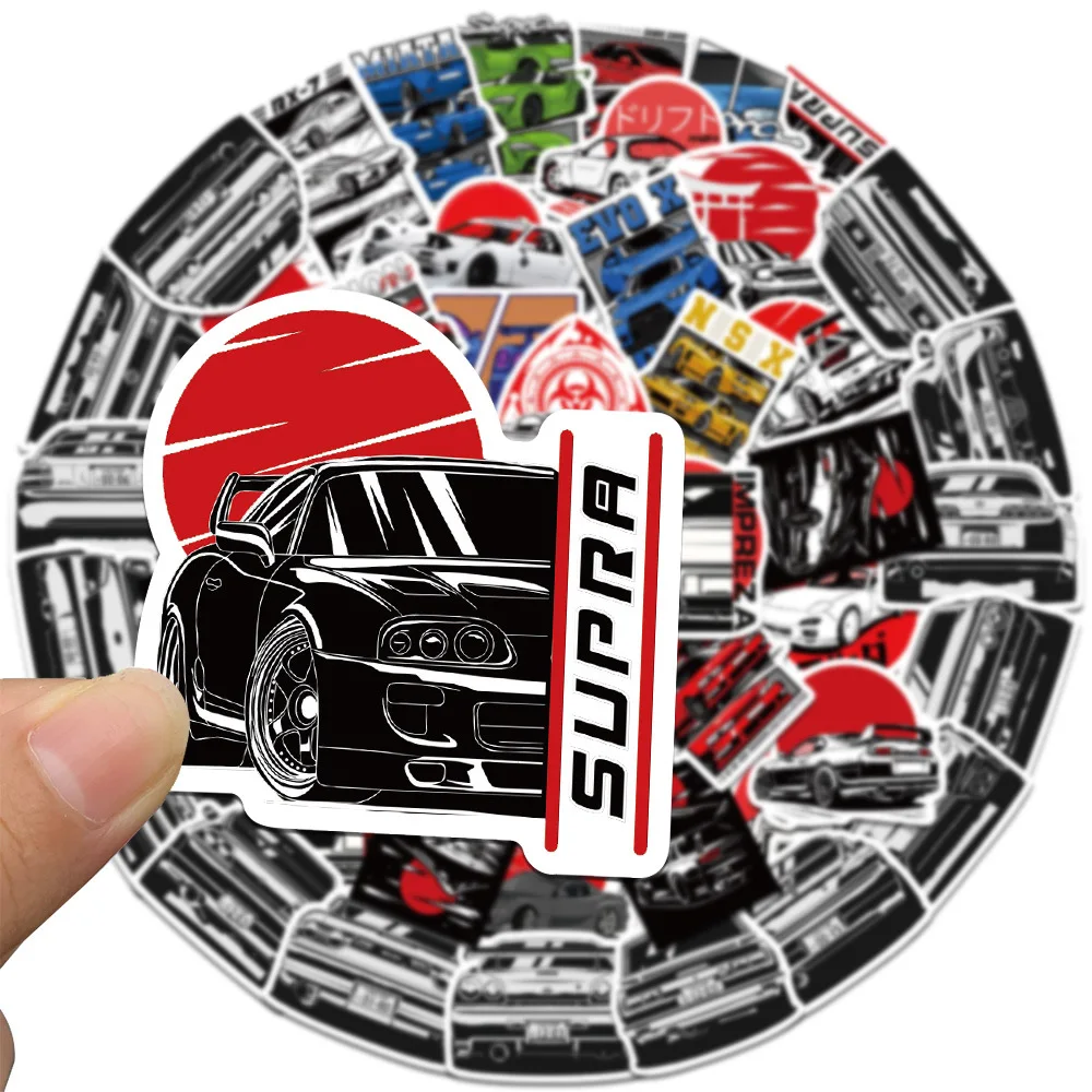 50PCS Japan JDM Racing Car Anime Graffiti Sticker Laptop Motorcycle Car Skateboard Waterproof Decal Kids Toy Gift Sticker