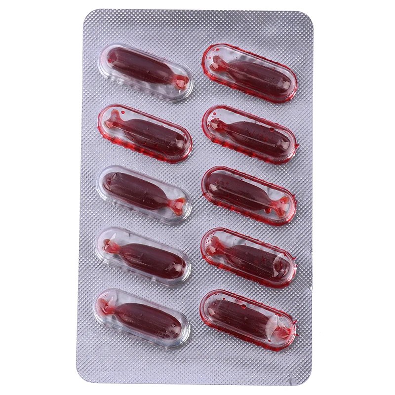 10Pcs Fake Blood Pill Vampire Toy Capsules Horror Funny Toy Halloween Prank Toy