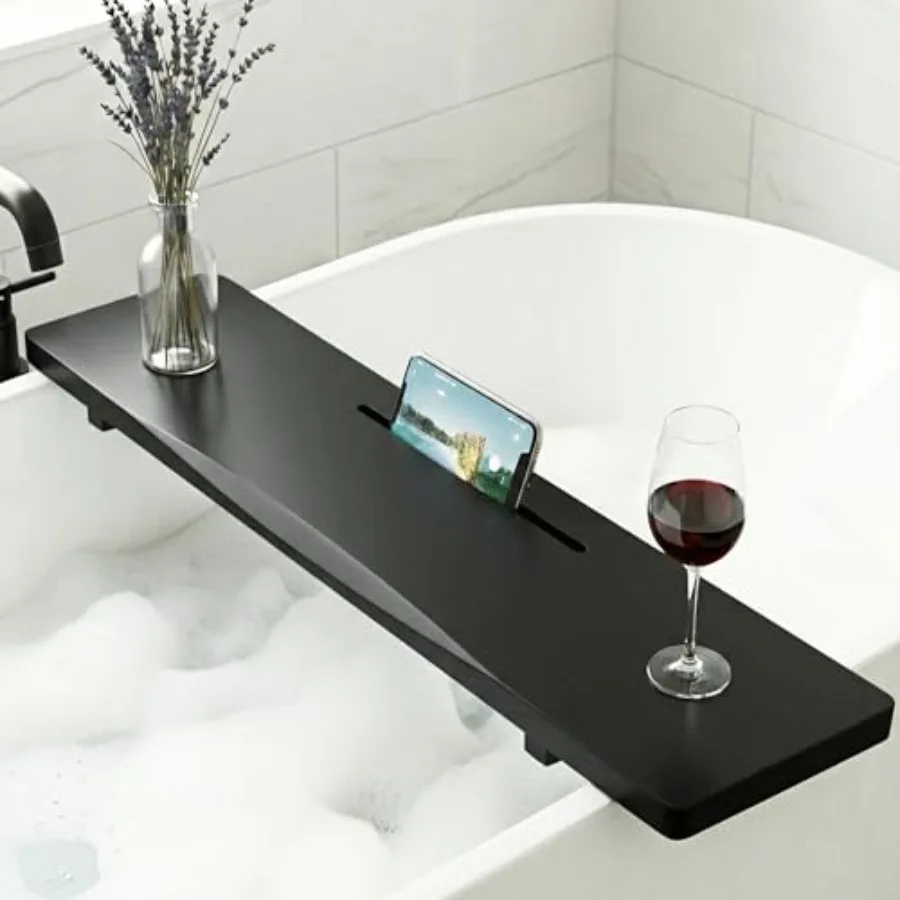 

Элегантный черный бамбуковый поднос-органайзер для отдельностоящей ванны, 35 л, регулируемый, для роскошного спа-отдыха в ванной