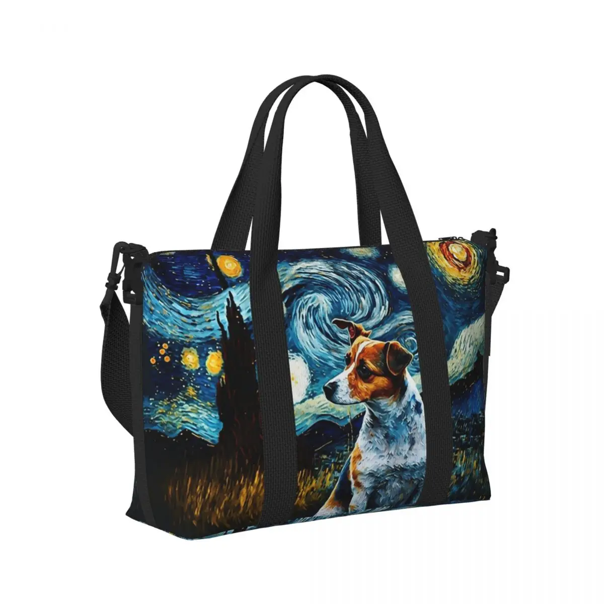 Dog Jack Russell Terrier Pop Art Beach Travel Bag Large Capacity Tote Bags for Gym Sport Women Shopping Duffle Shoulder Bag