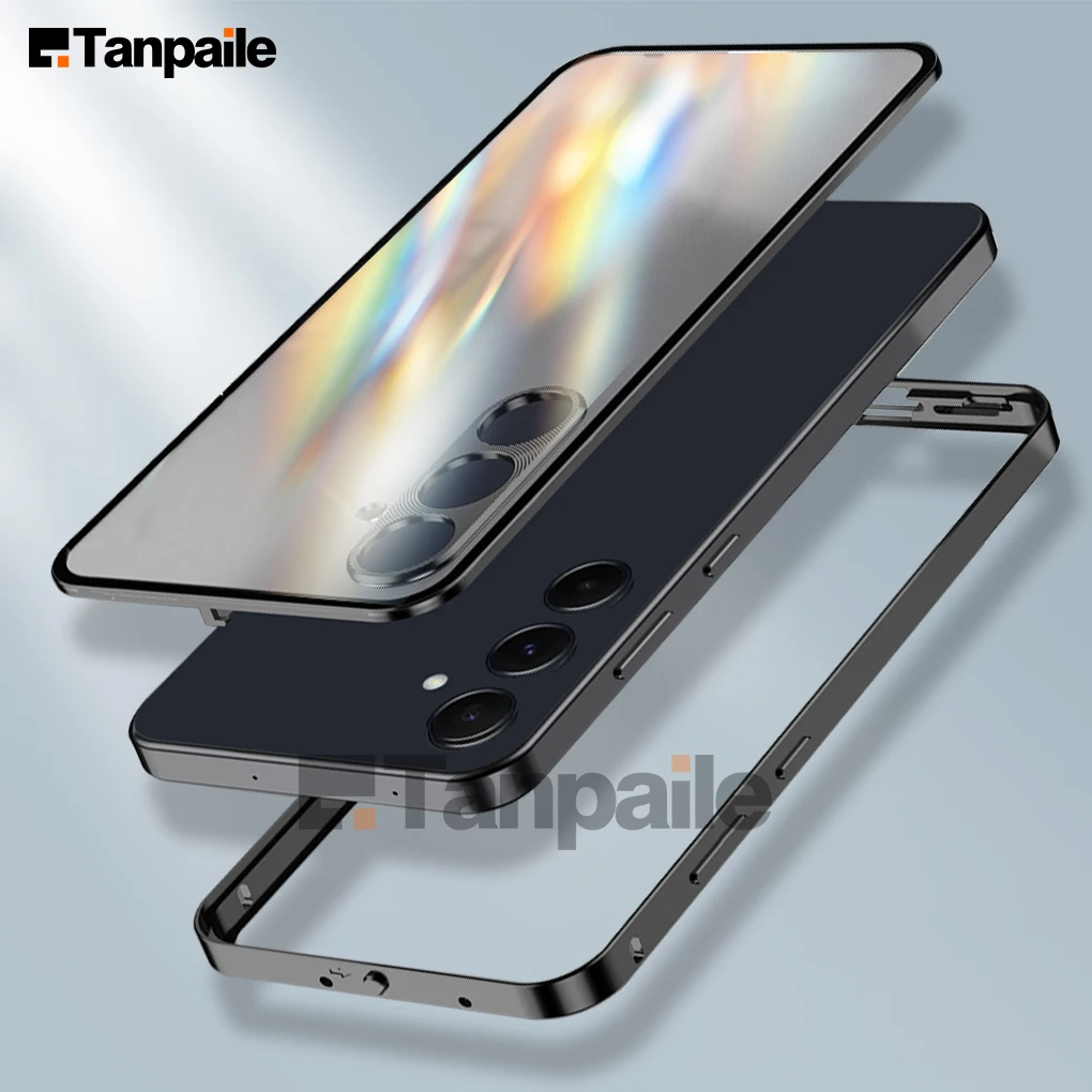 

Металлический чехол для Samsung S24 FE A55 A54 A35 A25 A15, алюминиевый бампер, чехол из закаленного стекла для Samsung S23 FE Funda Frame