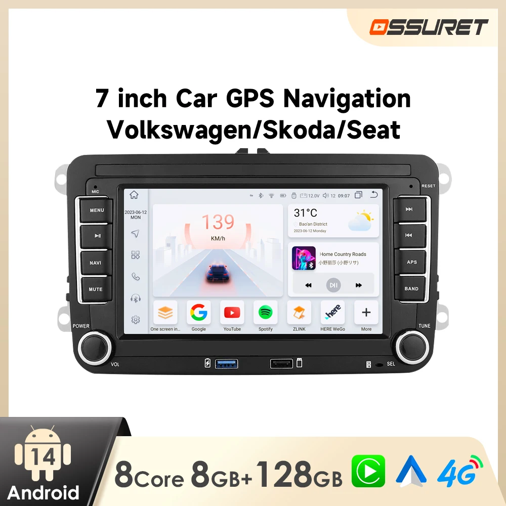 Android-Autoradio-Player für VW Polo Golf 5 6 Plus PASSAT JETTA TIGUAN TOURAN SHARAN SCIROCCO CADDY Carplay Audio USB WIFI GPS